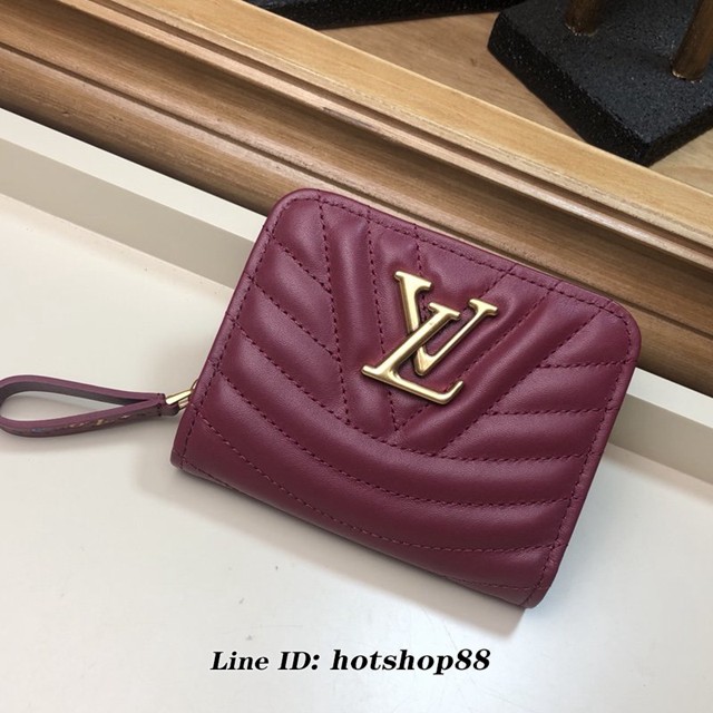 路易威登LV錢包 LV女士拉鏈零錢包 M63789 紫紅色 Louis Vuitton New Wave拉鏈錢夾 xxlv1464